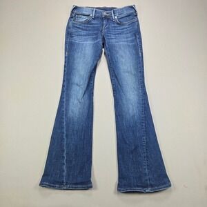 True Religion Joey Flare Jeans Twisted Seam Flap Pocket Blue Womens Size 25